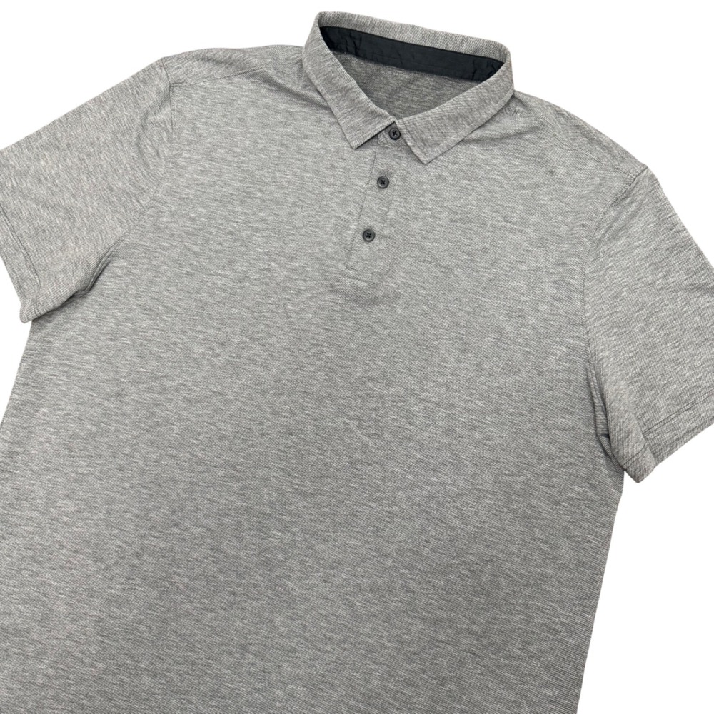 Lululemon Polo Shirt Mens XL Grey Evolution Short Sleeve Tech Pique Activewear
